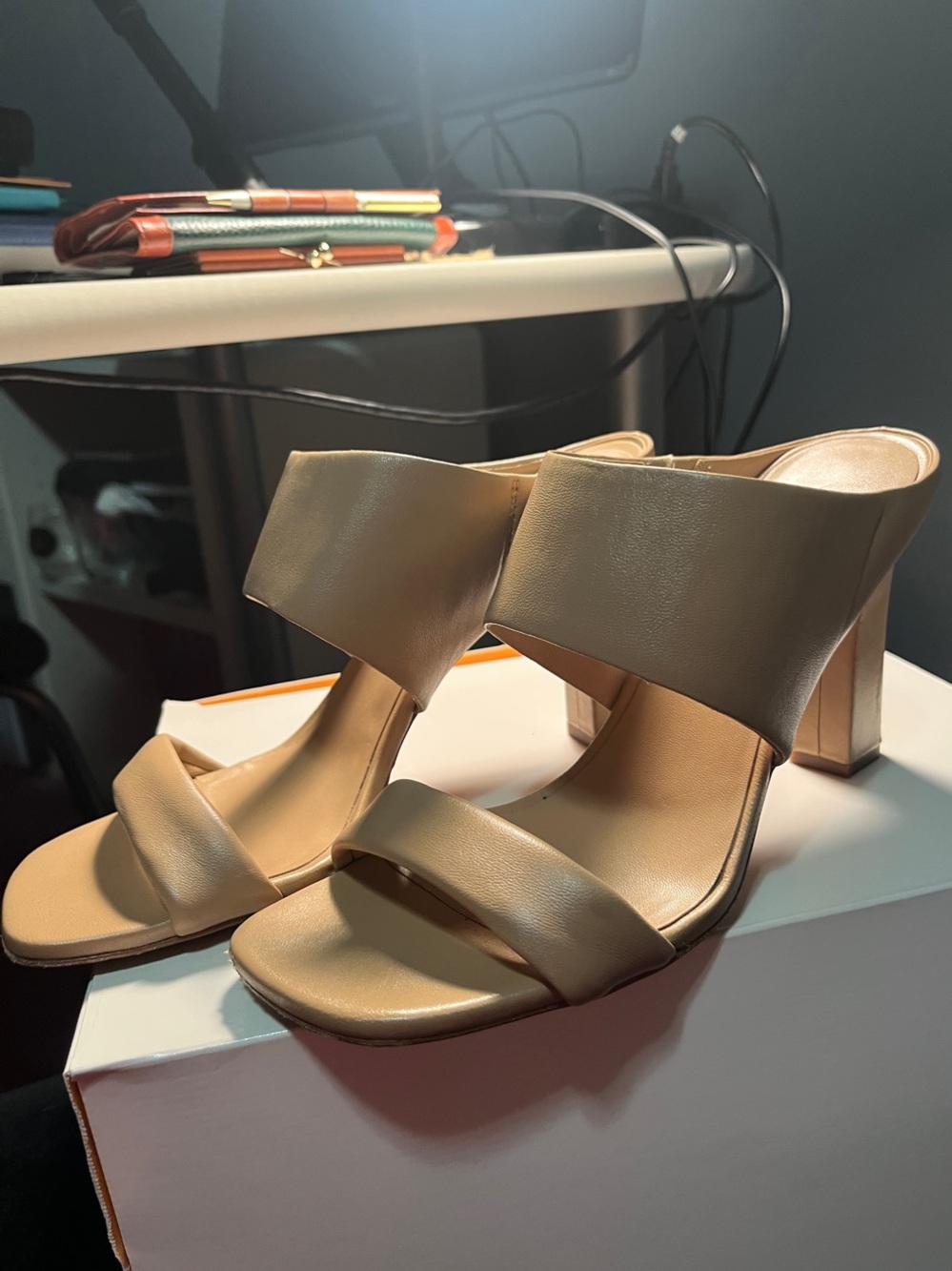 Vince Taupe Double-Strap Block Heel Mules - Women